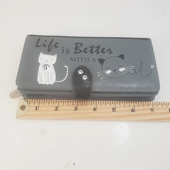 Shag Wear Purple/Gray Life is Better with A Meow/Cat Womans Wallet. - Picture 9 of 9